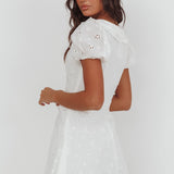 Aylin Collared Eyelet Mini Dress White