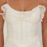 Gelati Embellished Tie Strap Midi Dress Cream