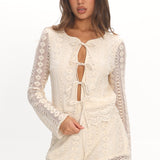 Perrine Lace Tie Front Top Oat