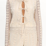 Perrine Lace Tie Front Top Oat