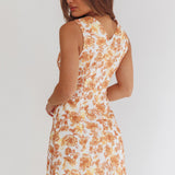Ask Her Out Button Front Mini Dress Floral Yellow