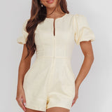 Briony Puff Sleeve Romper Butter