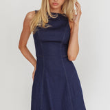 Loreine Tied Back Mini Dress Indigo