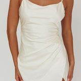 Hey Girl Long Satin Cowl Neck Dress Champagne