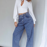 Prove It Keyhole Front Backless Knit Crop Top White