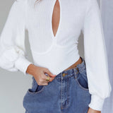 Prove It Keyhole Front Backless Knit Crop Top White
