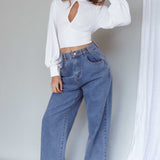 Prove It Keyhole Front Backless Knit Crop Top White