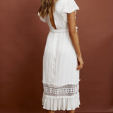 Zephyr Waist Tie Midi Dress White