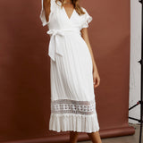 Zephyr Waist Tie Midi Dress White