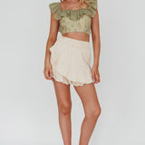 You Got It Tied Ruffle Skort Natural