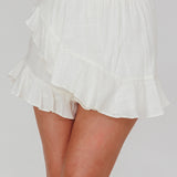 You Got It Tied Ruffle Skort White