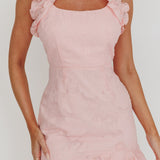 Annie Ruffle Shoulder Mini Dress Pink