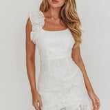 Annie Ruffle Shoulder Mini Dress White