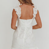Annie Ruffle Shoulder Mini Dress White