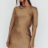 Thank Me Later Long Sleeve Diamante Rope Dress Olive