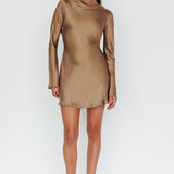 Thank Me Later Long Sleeve Diamante Rope Dress Olive