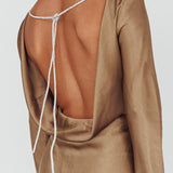 Thank Me Later Long Sleeve Diamante Rope Dress Olive