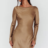 Thank Me Later Long Sleeve Diamante Rope Dress Olive