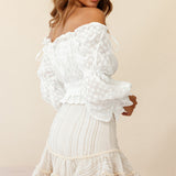 Eve Ruffle Hem Linen Blend Skirt Mocha/White Stripe