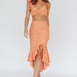 Talk About Me Ruffle Shoulder Twist Bust Crop Top Apricot