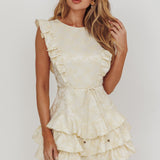 Weekend Muse Sleeveless Layered Frill Romper Butter
