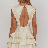 Weekend Muse Sleeveless Layered Frill Romper Butter