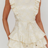Weekend Muse Sleeveless Layered Frill Romper Butter