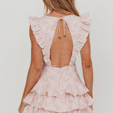 Weekend Muse Sleeveless Layered Frill Romper Pink