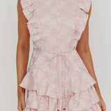 Weekend Muse Sleeveless Layered Frill Romper Pink