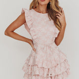 Weekend Muse Sleeveless Layered Frill Romper Pink