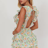 Weekend Muse Sleeveless Layered Frill Romper Floral Multi