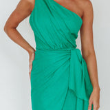 Island Time One-Shoulder Mini Dress Green