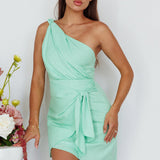 Island Time One-Shoulder Mini Dress Mint
