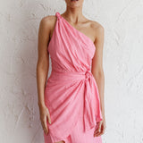 Island Time One-Shoulder Mini Dress Pink
