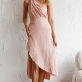 Island Time One-Shoulder Midi Dress Apricot