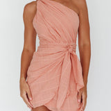 Island Time One-Shoulder Mini Dress Peach