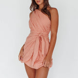 Island Time One-Shoulder Mini Dress Peach