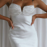 It's Poetic Gathered Bust Mini Dress White