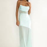 Golden Era Sheer Waist Maxi Dress Aqua Blue