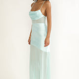 Golden Era Sheer Waist Maxi Dress Aqua Blue
