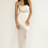 Golden Era Sheer Waist Maxi Dress Oyster