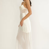 Golden Era Sheer Waist Maxi Dress Oyster