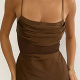 Golden Era Sheer Waist Maxi Dress Chocolate