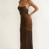 Golden Era Sheer Waist Maxi Dress Chocolate