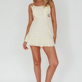 Royale Crochet Lace Trim Dress Beige
