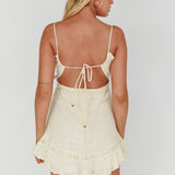 Royale Crochet Lace Trim Dress Beige