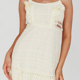Royale Crochet Lace Trim Dress Beige