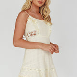Royale Crochet Lace Trim Dress Beige