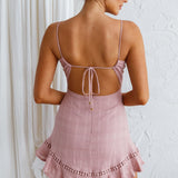 Royale Crochet Lace Trim Dress Mauve