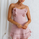 Royale Crochet Lace Trim Dress Mauve